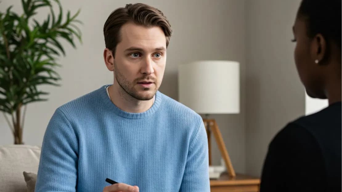 Two colleagues in an interview conversation
